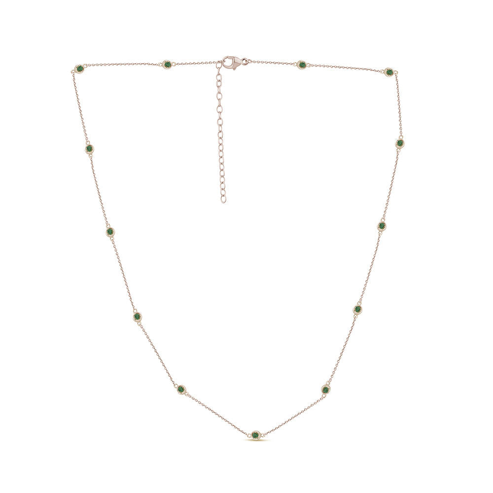 SPECIAL! .44cts G SI 14K Yellow Gold Emerald Gemstone By the Yard Chain Pendant Necklace 16+2"