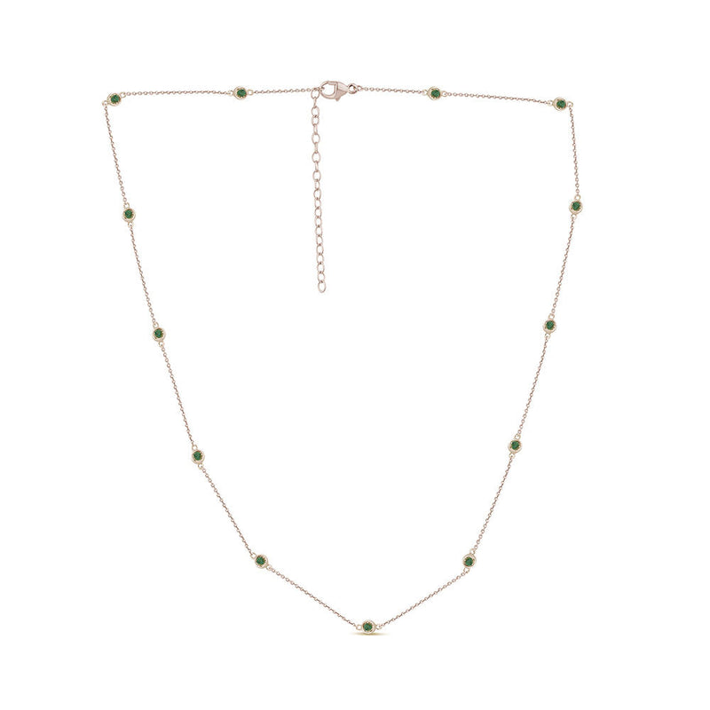 SPECIAL! .44cts G SI 14K Yellow Gold Emerald Gemstone By the Yard Chain Pendant Necklace 16+2"