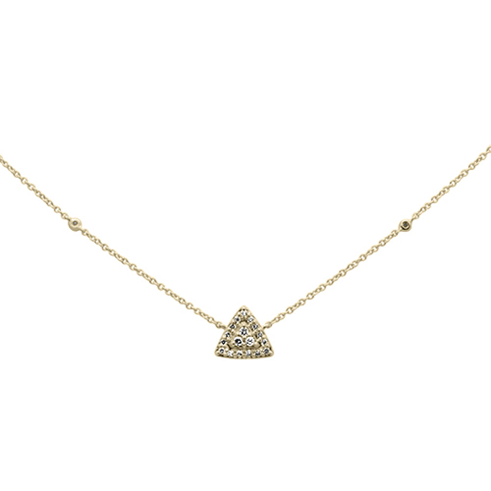 DIAMOND CLOSEOUT! .13ct G SI 14K Yellow Gold Diamond Triangle Shaped Pendant Necklace 18"