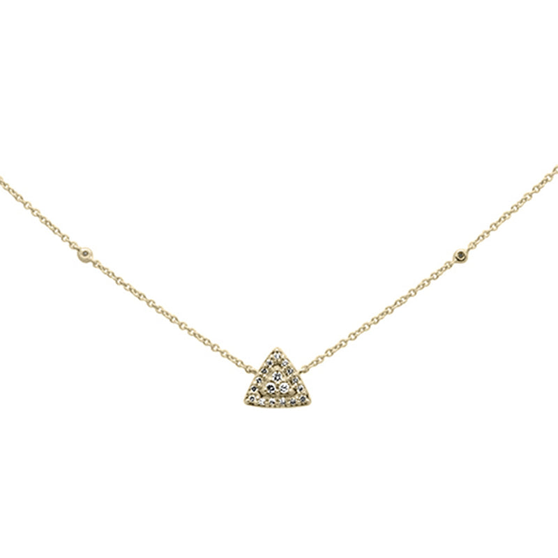 DIAMOND CLOSEOUT! .13ct G SI 14K Yellow Gold Diamond Triangle Shaped Pendant Necklace 18"