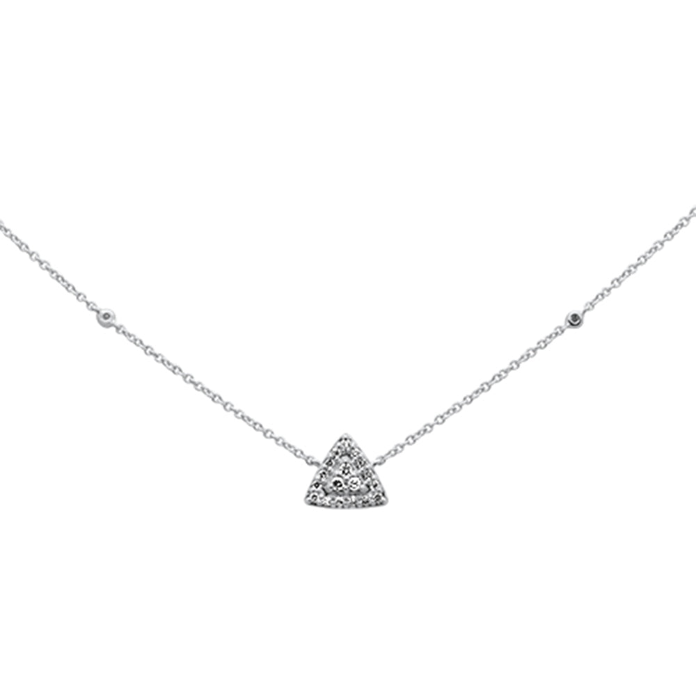 DIAMOND CLOSEOUT! .13ct G SI 14K White Gold Diamond Triangle Shaped Pendant Necklace 18'