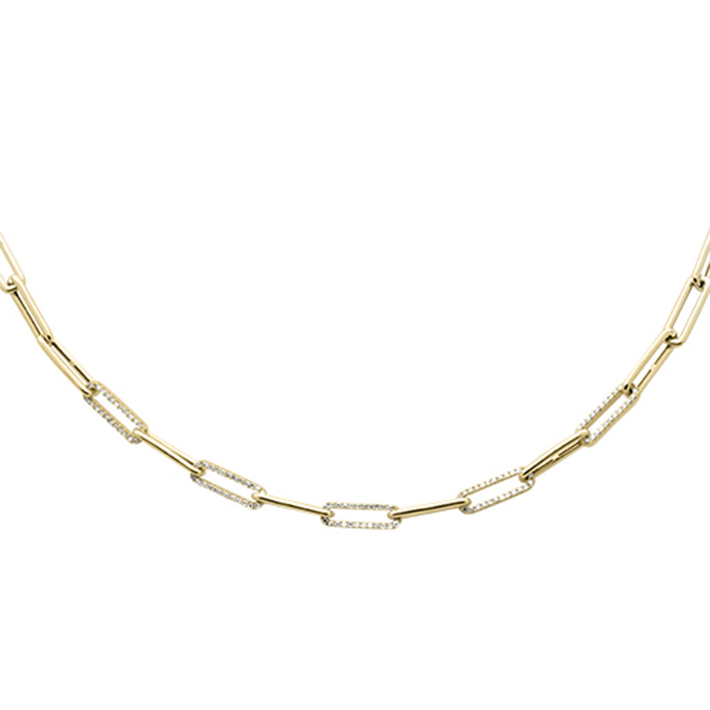 SPECIAL!.55ct G SI 14K Yellow Gold Diamond Paperclip Pendant Necklace 16"