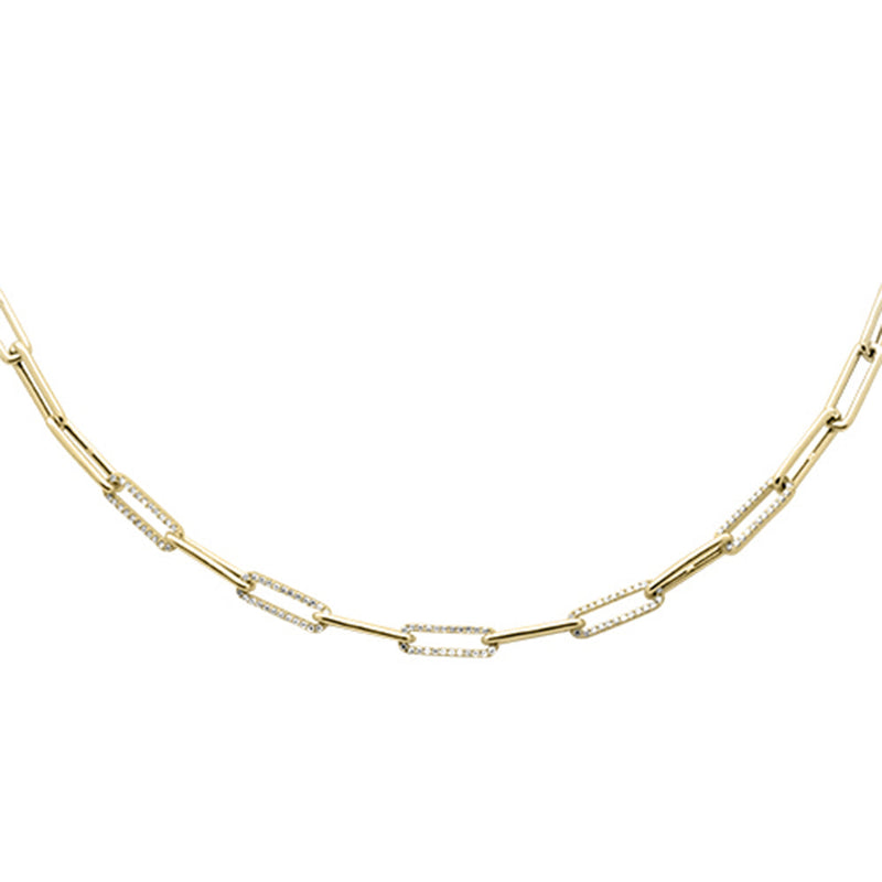 SPECIAL!.55ct G SI 14K Yellow Gold Diamond Paperclip Pendant Necklace 16"