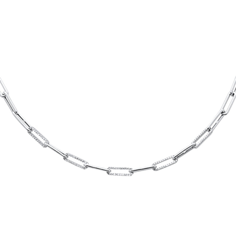DIAMOND CLOSEOUT! .55ct G SI 14K White Gold Diamond Paperclip Pendant Necklace 16"