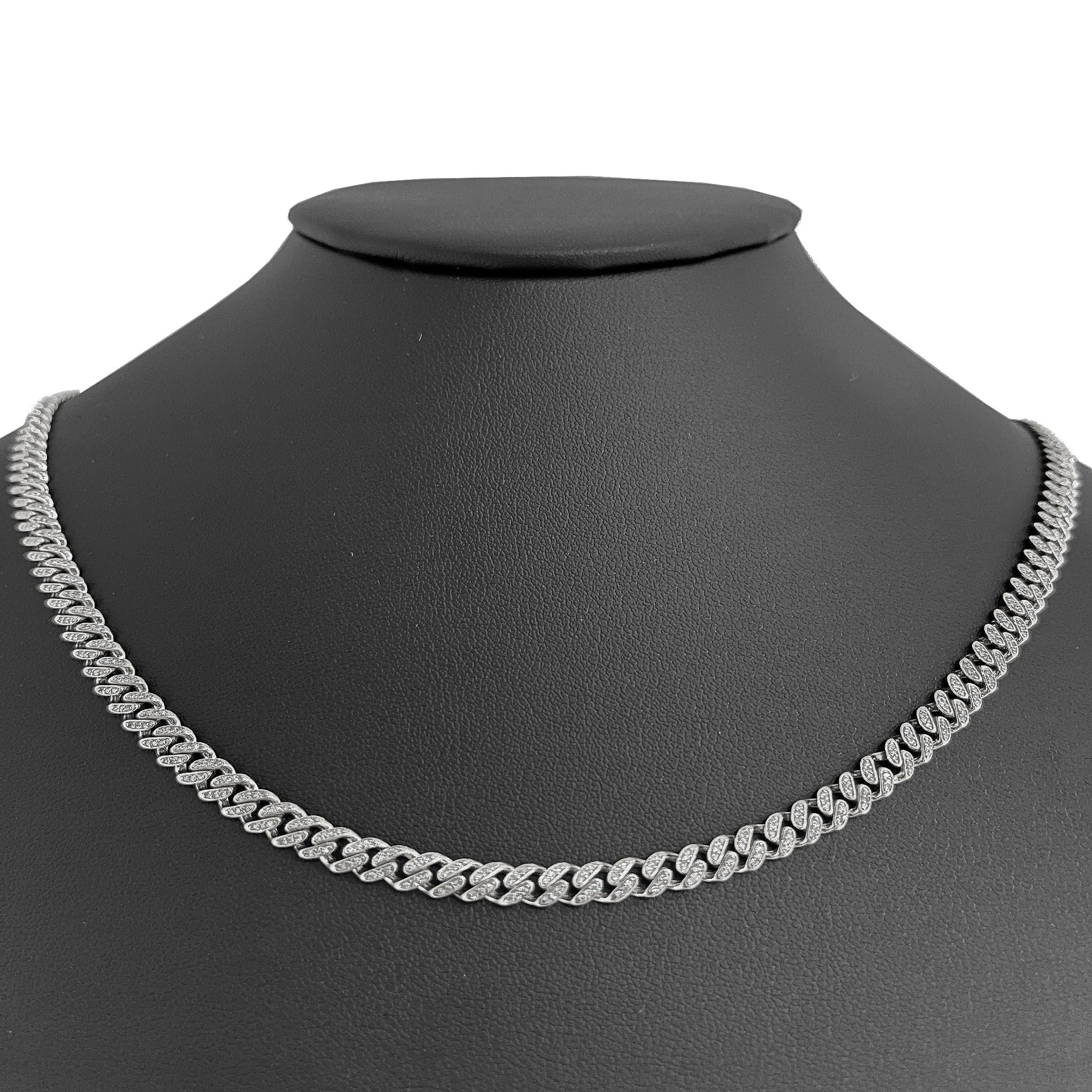 SPECIAL! 5mm 1.28ct G SI 14k White Gold Round Diamond Cuban Necklace 16"