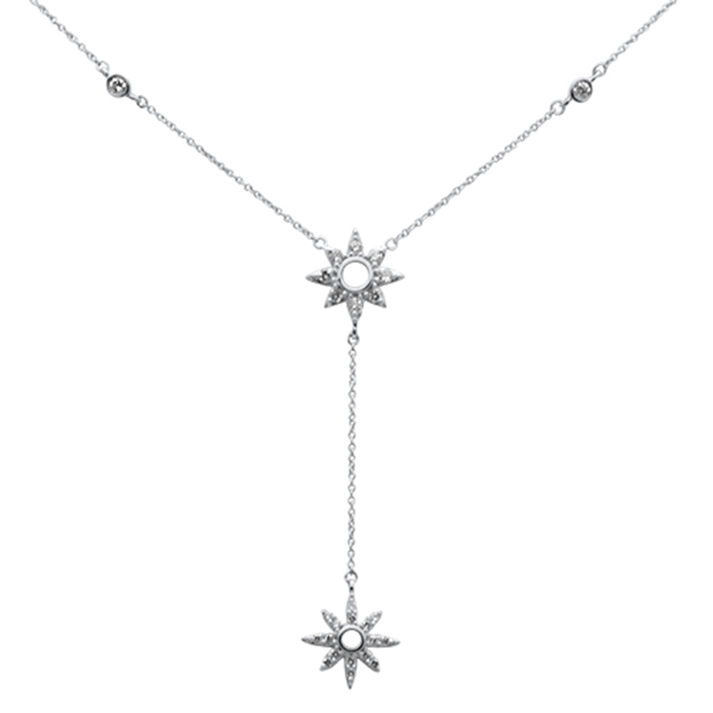 SPECIAL!.41ct G SI 14K White Gold Diamond Starburst Lariat Pendant Necklace 16+2" Ext