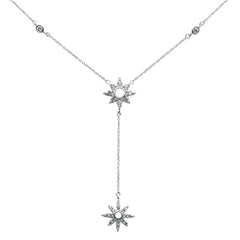 SPECIAL!.41ct G SI 14K White Gold Diamond Starburst Lariat Pendant Necklace 16+2" Ext