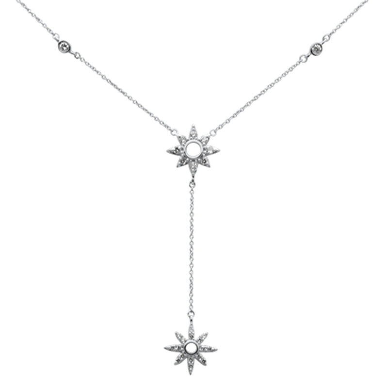 SPECIAL!.41ct G SI 14K White Gold Diamond Starburst Lariat Pendant Necklace 16+2" Ext