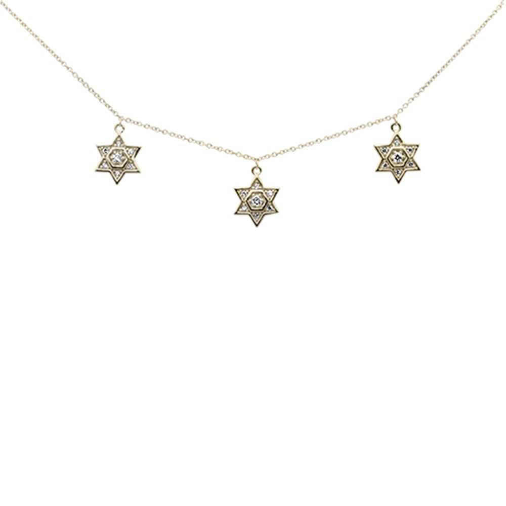 DIAMOND CLOSEOUT! .21ct G SI 14K Yellow Gold Diamond Star of David Pendant Necklace 16+2" Ext
