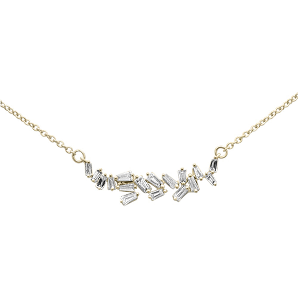 SPECIAL! .21ct G SI 14K Yellow Gold Baguette Diamond Pendant Necklace 18"