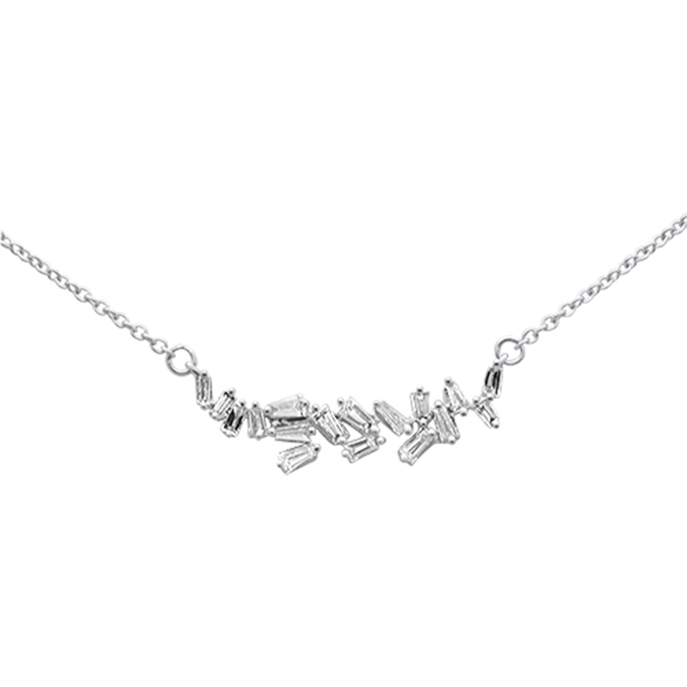 SPECIAL! .22ct G SI 14K White Gold Baguette Diamond Pendant Necklace 18" Long