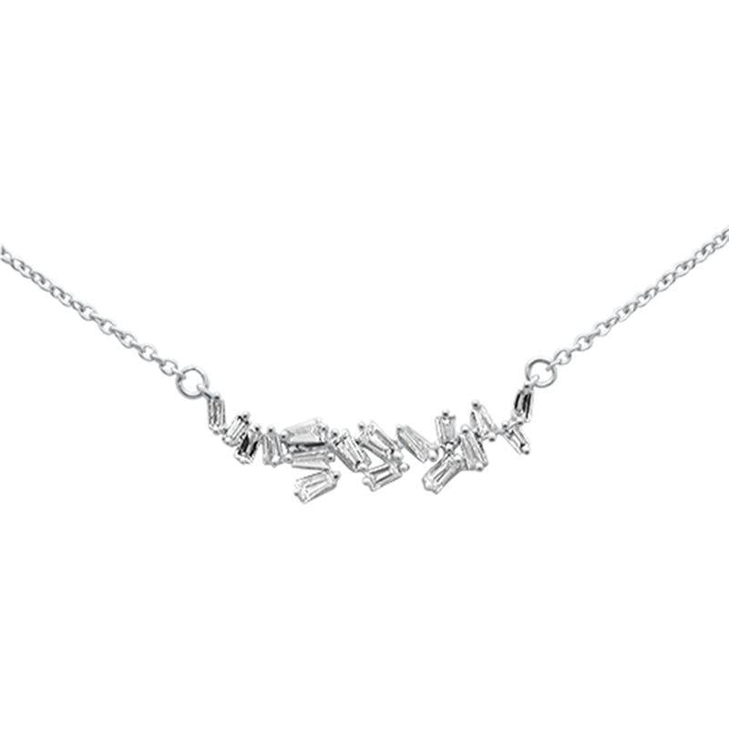 SPECIAL! .22ct G SI 14K White Gold Baguette Diamond Pendant Necklace 18" Long