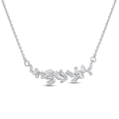 SPECIAL! .22ct G SI 14K White Gold Baguette Diamond Pendant Necklace 18" Long