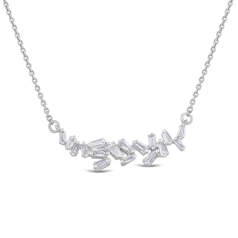 SPECIAL! .22ct G SI 14K White Gold Baguette Diamond Pendant Necklace 18" Long