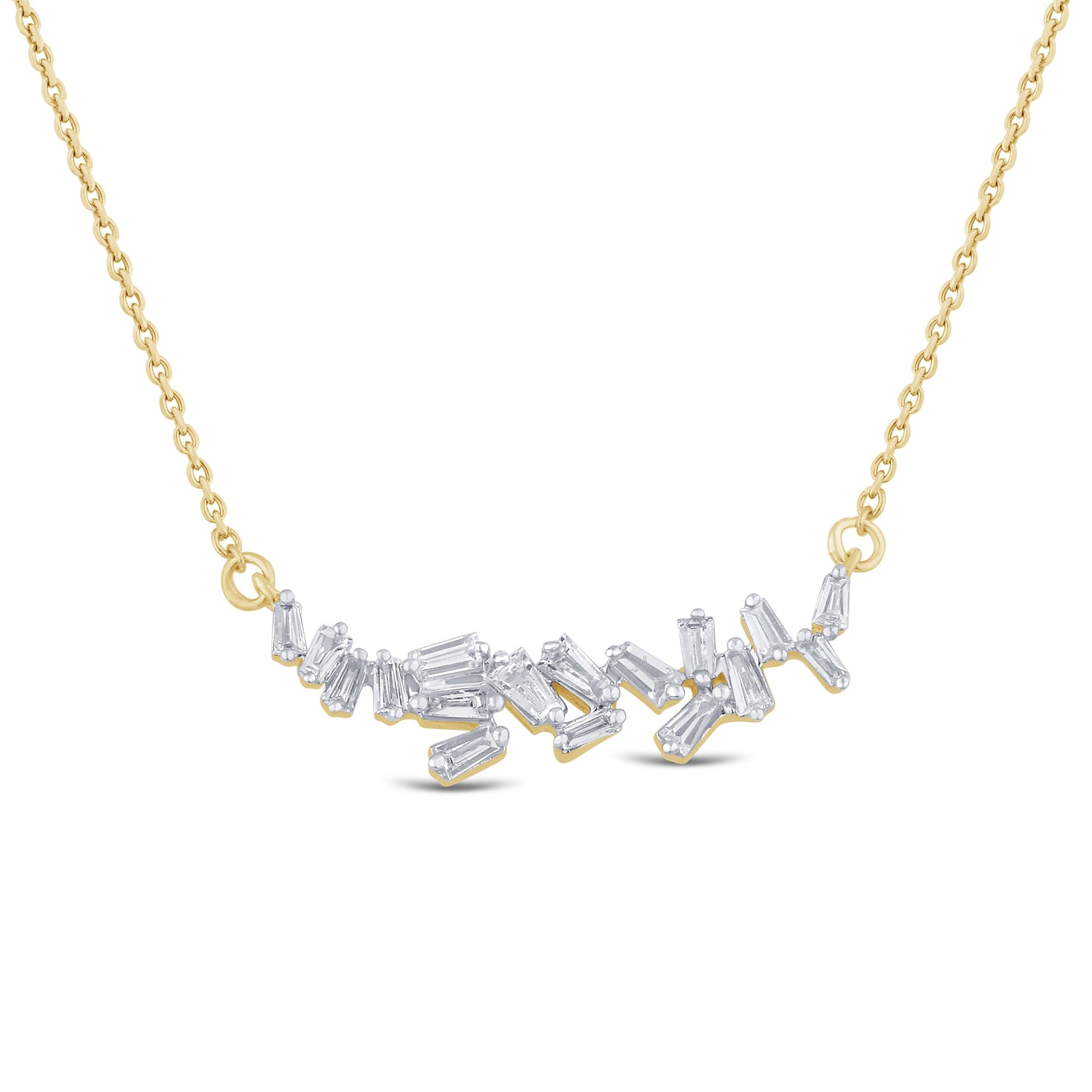 SPECIAL! .21ct G SI 14K Yellow Gold Baguette Diamond Pendant Necklace 18"