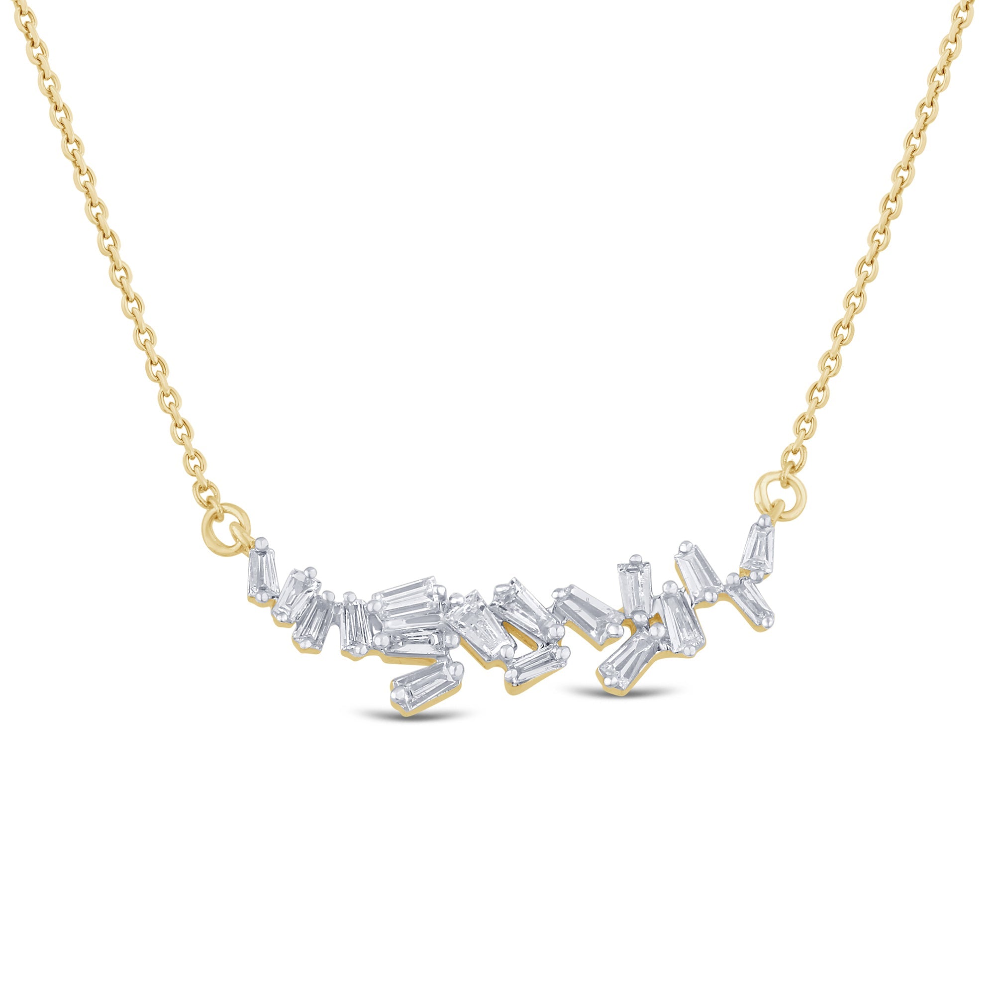 SPECIAL! .21ct G SI 14K Yellow Gold Baguette Diamond Pendant Necklace 18"
