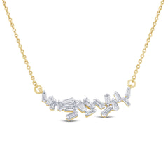 SPECIAL! .21ct G SI 14K Yellow Gold Baguette Diamond Pendant Necklace 18"
