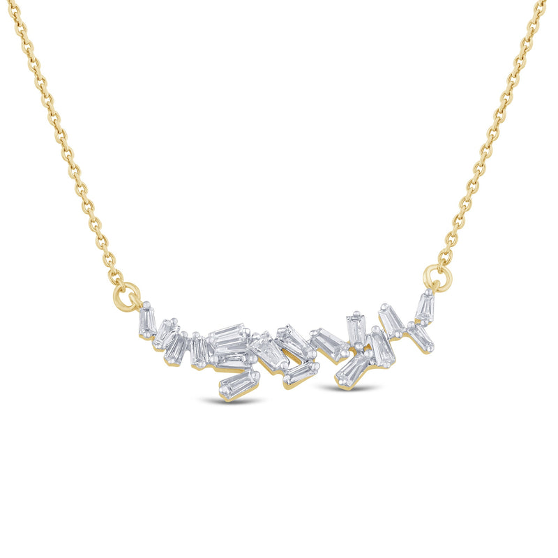 SPECIAL! .21ct G SI 14K Yellow Gold Baguette Diamond Pendant Necklace 18"