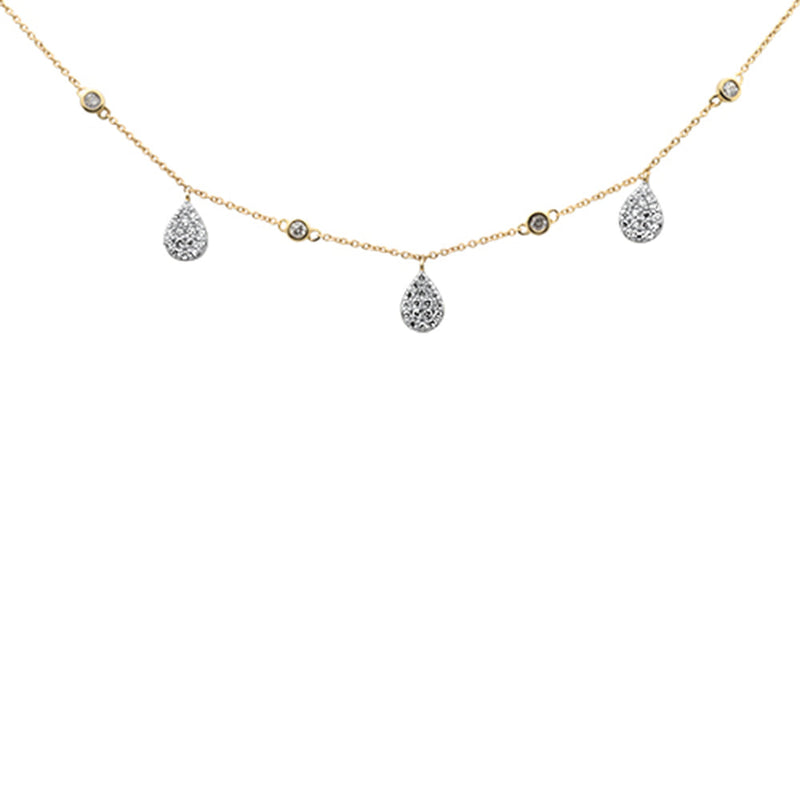 SPECIAL!.52ct G SI 14K Yellow Gold Round & Pear Shaped Diamond  Pendant Necklace 16+2" Ext