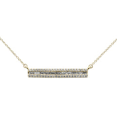 SPECIAL!.39ct G SI 14K Yellow Gold Diamond Round & Baguette Bar Pendant Necklace 18" Long