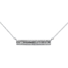 SPECIAL!.40ct G SI 14K White Gold Diamond Round & Baguette Bar Pendant Necklace 18" Long