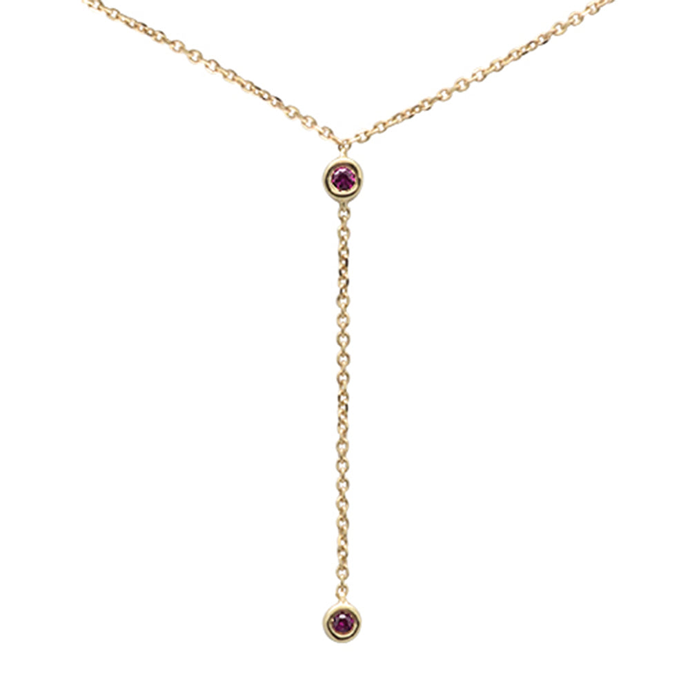 SPECIAL! .08cts G SI 14K Yellow Gold Ruby Gemstone Drop Necklace Pendant 16+2" Ext.