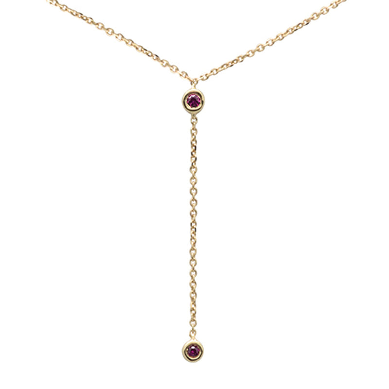 SPECIAL! .08cts G SI 14K Yellow Gold Ruby Gemstone Drop Necklace Pendant 16+2" Ext.