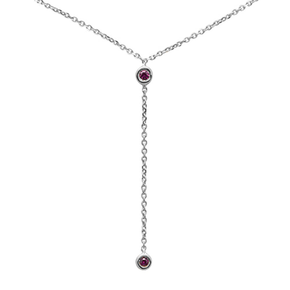 SPECIAL! .07ct G SI 14K White Gold Ruby Gemstone Drop Necklace Pendant 16+2" Ext.