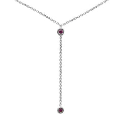 SPECIAL! .07ct G SI 14K White Gold Ruby Gemstone Drop Necklace Pendant 16+2" Ext.