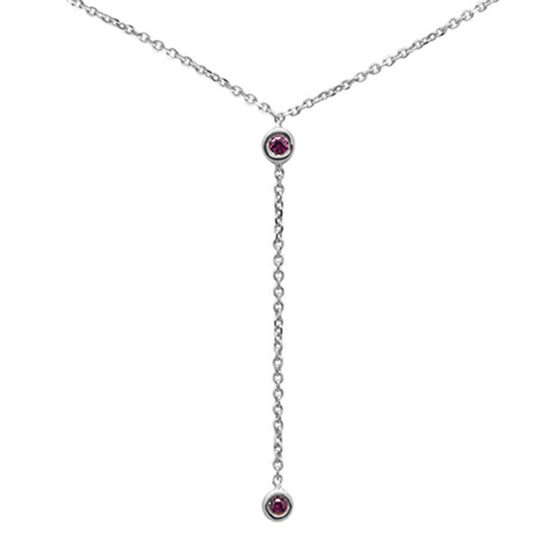SPECIAL! .07ct G SI 14K White Gold Ruby Gemstone Drop Necklace Pendant 16+2" Ext.