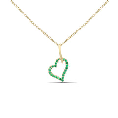 SPECIAL! .09ct G SI 14K Yellow Gold Emerald Gemstone Heart Charm Pendant Necklace 18" Long