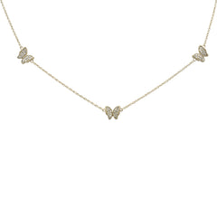 SPECIAL!.16ct G SI 14K Yellow Gold Diamond Butterfly Pendant Necklace 14" Long