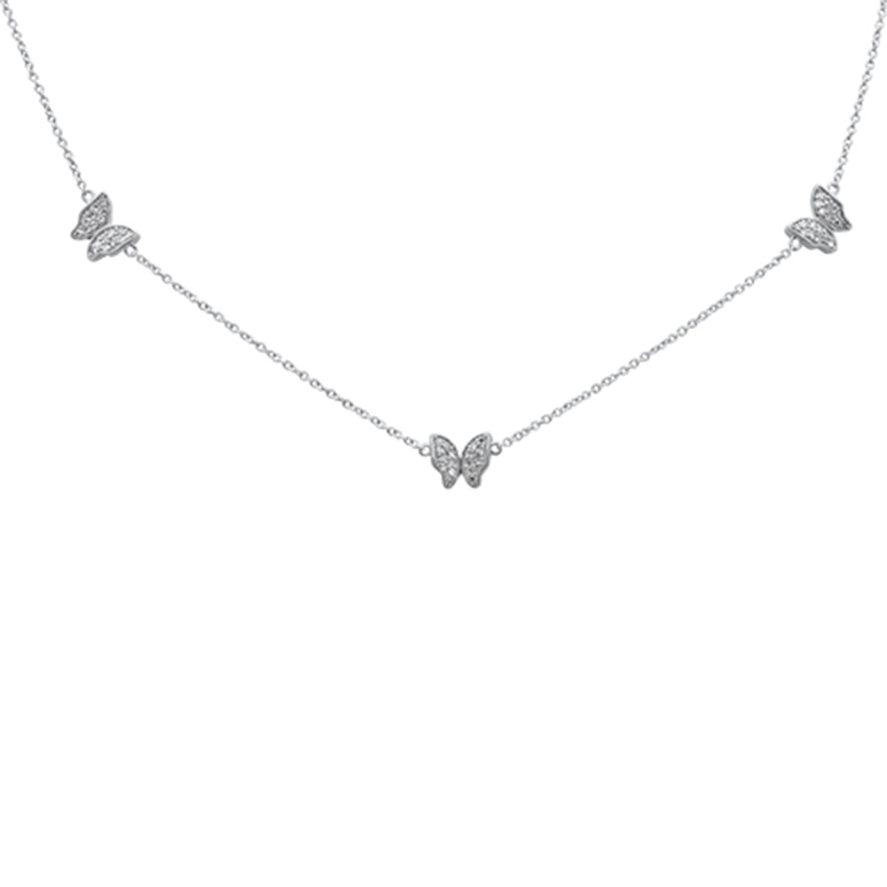 SPECIAL!.15ct G SI 14K White Gold Diamond Butterfly Pendant Necklace 14+2"