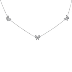 SPECIAL!.15ct G SI 14K White Gold Diamond Butterfly Pendant Necklace 14+2"