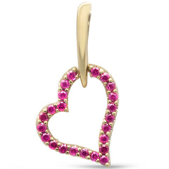 GEMSTONE CLOSEOUT ! .17ct G SI 14K Yellow Gold  Ruby Gemstone Heart Charm Pendant