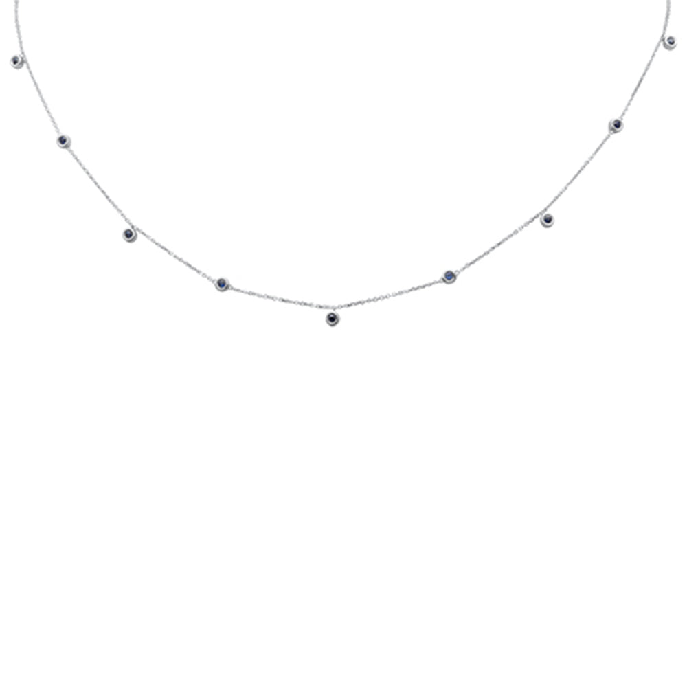 SPECIAL! .40ct G SI 14K White Gold Blue Sapphire Gemstone Necklace Pendant 16+2" Ext