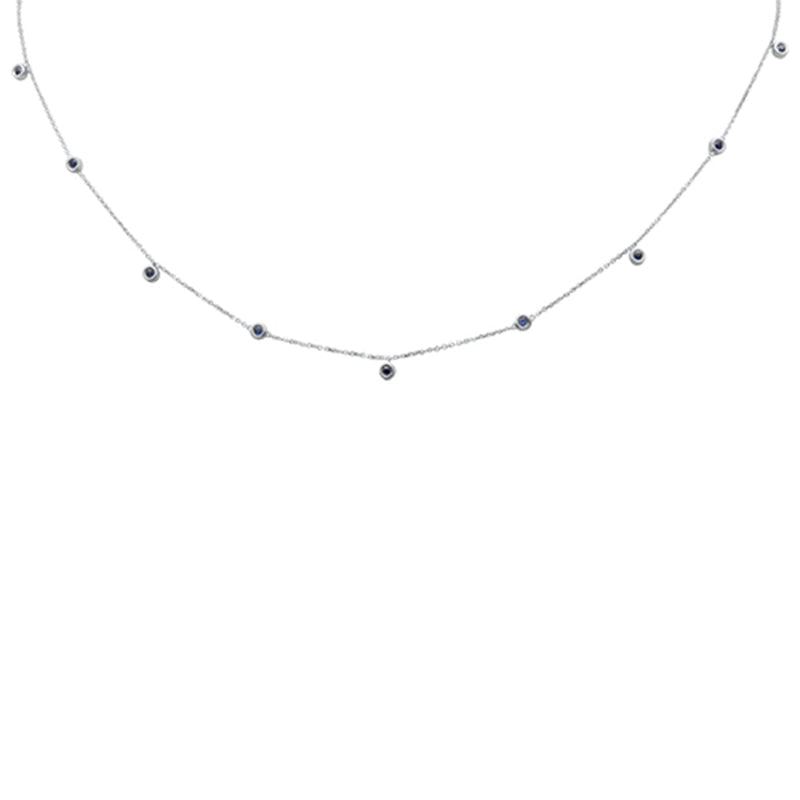 SPECIAL! .40ct G SI 14K White Gold Blue Sapphire Gemstone Necklace Pendant 16+2" Ext