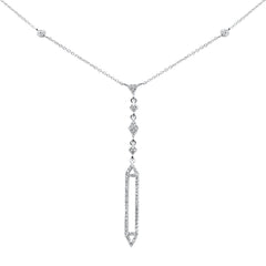 SPECIAL! .23ct G SI 14K White Gold Diamond Drop Lariat Pendant Necklace 16+2" Ext