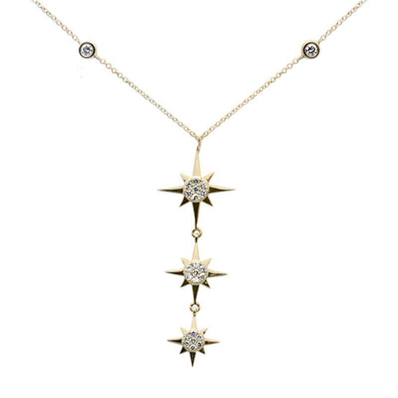 SPECIAL!.33ct G SI 14K Yellow Gold Diamond Starburst Pendant Necklace 16+2" Ext