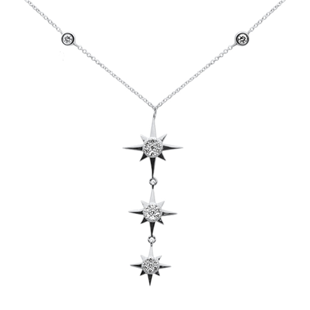 SPECIAL!.34ct G SI 14K White Gold Diamond Starburst Pendant Necklace 16+2" Ext