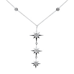 SPECIAL!.34ct G SI 14K White Gold Diamond Starburst Pendant Necklace 16+2" Ext