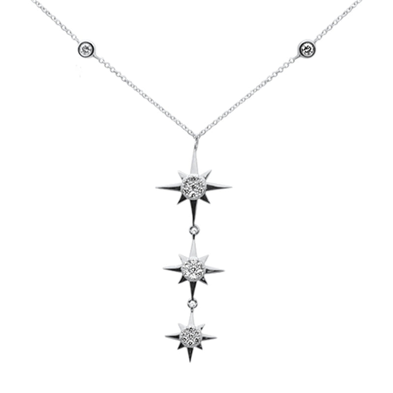 SPECIAL!.34ct G SI 14K White Gold Diamond Starburst Pendant Necklace 16+2" Ext