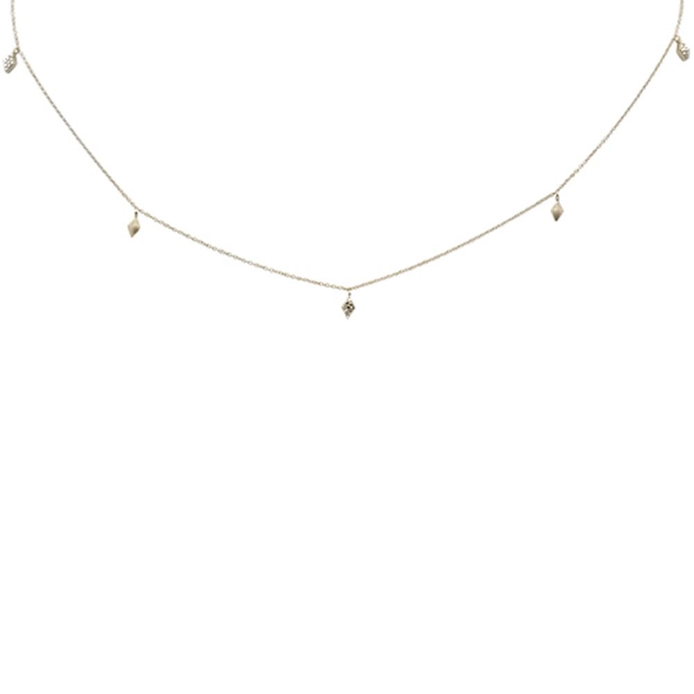 SPECIAL! .07ct G SI 14K Yellow Gold Diamond Marquee Shaped Pendant Necklace 14" Long