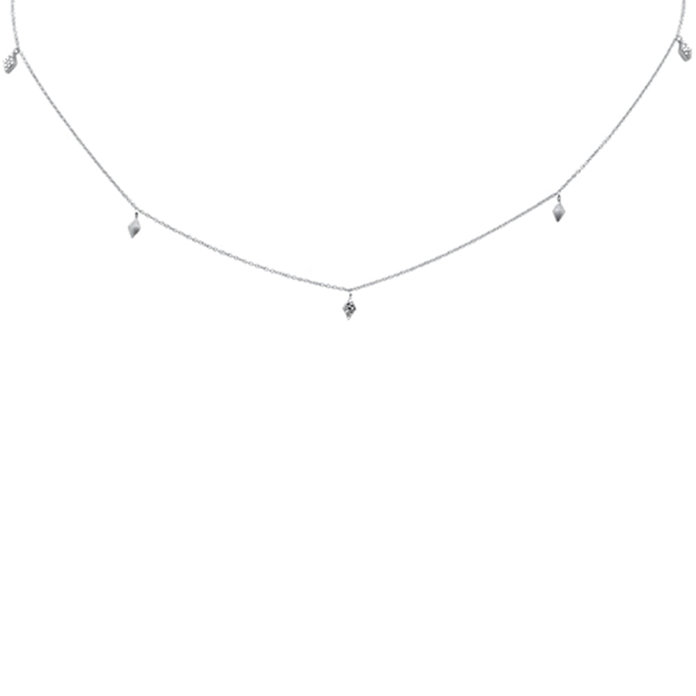 SPECIAL! .07ct G SI 14K White Gold Diamond Marquee Shaped Pendant Necklace 16"+2" Ext.