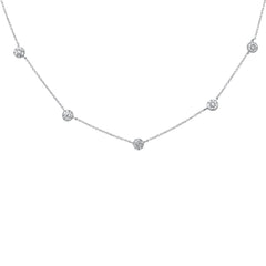 SPECIAL! .43ct G SI 14K White Gold Diamond Round Shaped Diamond by The Yard Pendant Necklace 16+2"