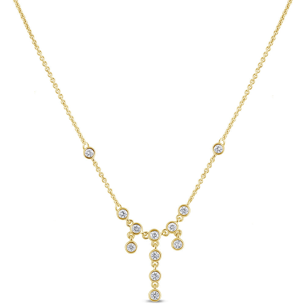 SPECIAL! .52ct G SI 14K Yellow Gold Round Diamond Drop Dangle Pendant Necklace 16+2"
