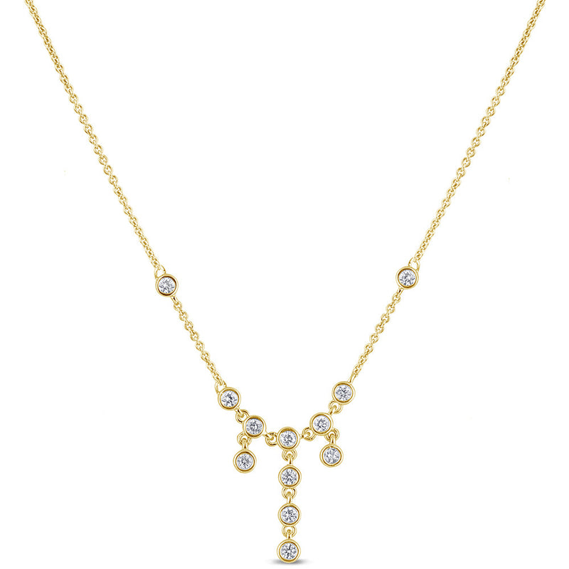 SPECIAL! .52ct G SI 14K Yellow Gold Round Diamond Drop Dangle Pendant Necklace 16+2"