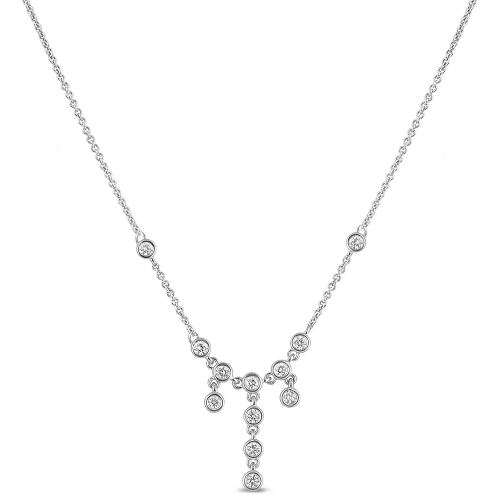 SPECIAL!.47ct G SI 14K White Gold Round Diamond Drop Dangle Pendant Necklace 16+2"