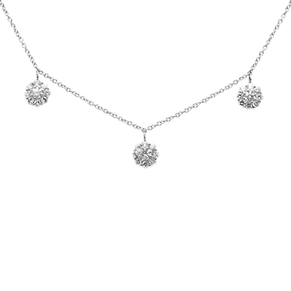 DIAMOND CLOSEOUT!  .50ct G SI 14K White Gold Diamond Flower Style Pendant Necklace16+2" Ext