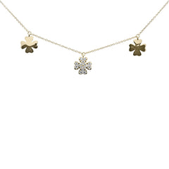 SPECIAL! .20ct G SI 14K Yellow Gold Diamond Clover Style Pendant Necklace 16" + 2" Ext